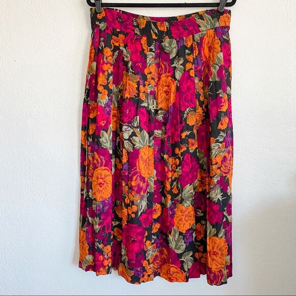 Mariani Vintage Elastic Waist Floral Skirt Size 10 - Picture 1 of 7
